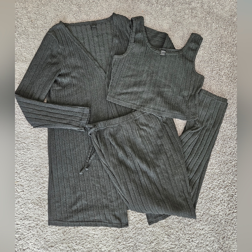 SHEIN Black 3 Piece Lounge Set